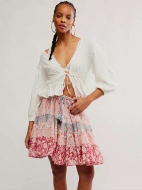 NWT Free People Many Layers Print Skirt